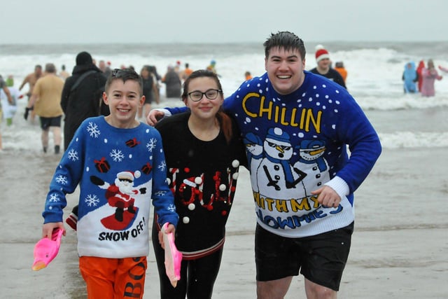 Charity dippers at the 2021 Hartlepool Boxing Day Dip at Seaton Carew.