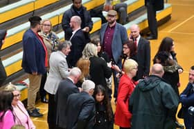 Candidates and their supporters wait for the outcome of the Hartlepool Borough Council local election results.