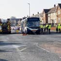 Emergency services following the collision on Catcote Road, Hartlepool in March. Picture by FRANK REID.