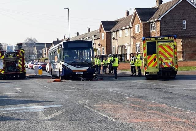 Emergency services following the collision on Catcote Road, Hartlepool in March. Picture by FRANK REID.
