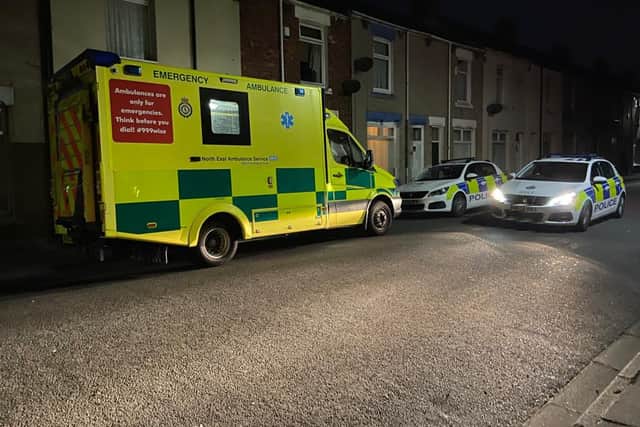 Emergency services at the scene of the incident on Harrow Street in Hartlepool.
