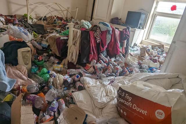 The crowded conditions inside Nicola Stirk's home.