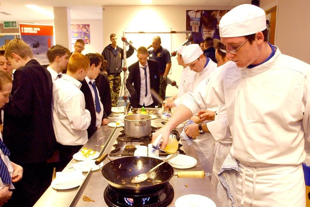 Cooking at Wellfield Comprehensive in 2006 on Careers Day.