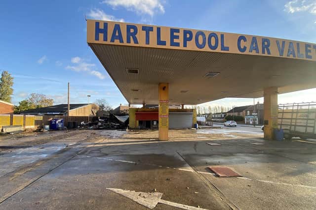 The former Hartlepool Car Valeting Centre, in Stockton Road, in the aftermath of October's fire.