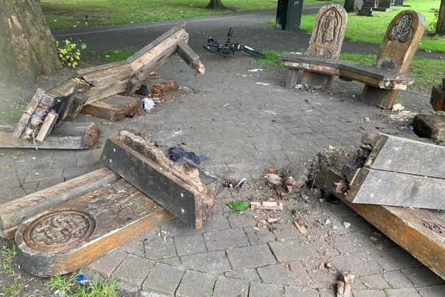 The aftermath of the vandalism at Hartlepool's North Cemetery.
