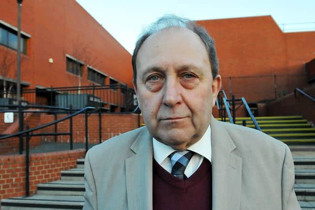 Former Hartlepool Borough Councillor Bob Buchan photographed outside Hartlepool Civic Centre before the start of the High Court case.