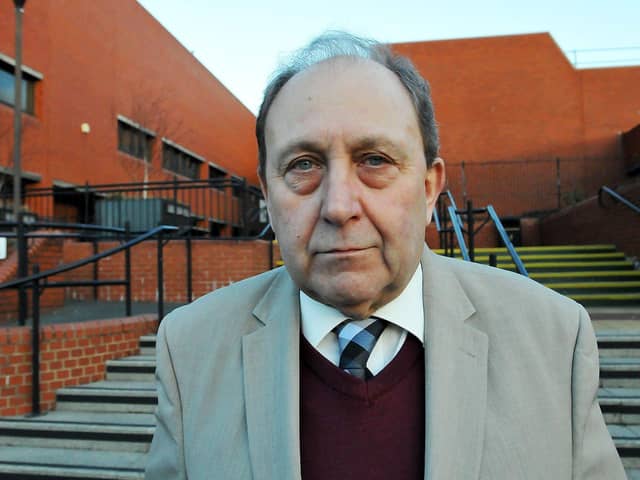 Former Hartlepool Borough Councillor Bob Buchan photographed outside Hartlepool Civic Centre before the start of the High Court case.