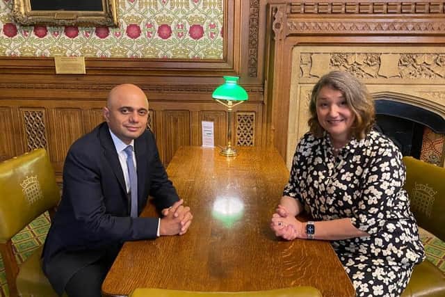 Hartlepool MP Jill Mortimer with new health secretary Sajid Javid in Westminster.