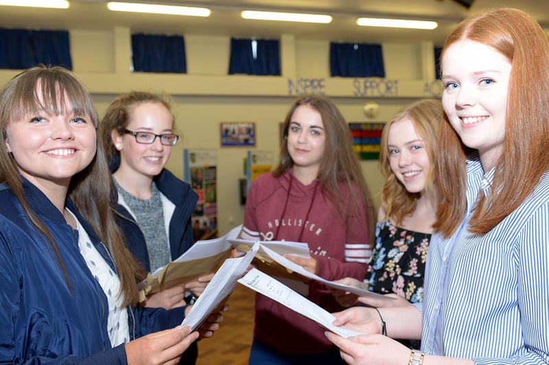Pupils open their results High Tunstall College of Science in 2016.