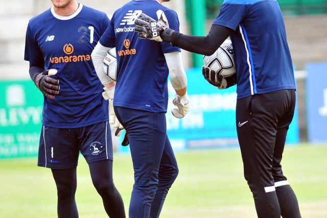 Hartlepool United have just one goalkeeper contracted in Ben Killip (left). Shaun MacDonald (centre) and Adam Smith (right) are on trial. Picture by Bernadette Malcolmson