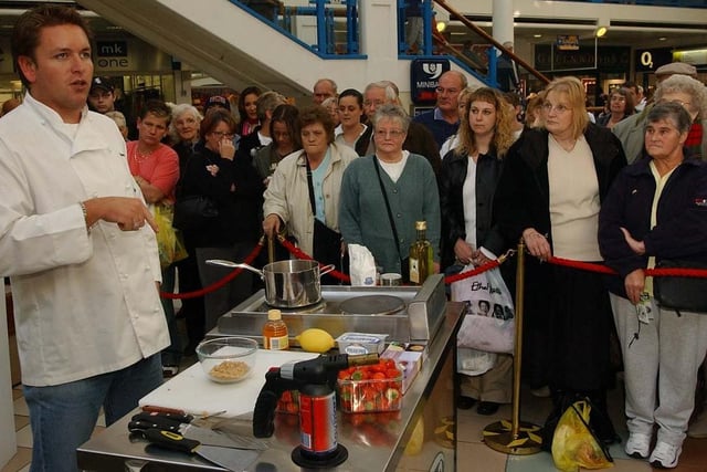 Back to 2003 and James Martin shows off his culinary skills to visitors to the Middleton Grange Shopping Centre.