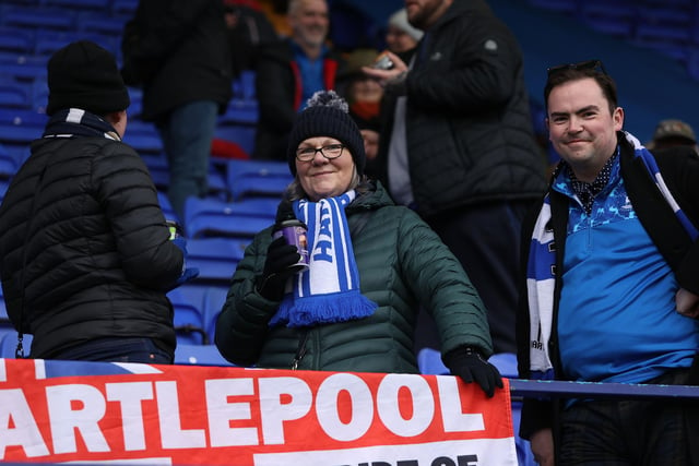Hartlepool United supporters inside Prenton Park ahead of the League Two fixture with Tranmere Rovers. (Photo: Chris Donnelly | MI News)