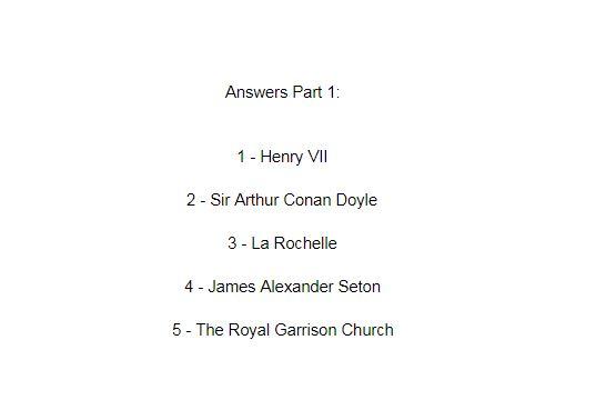 Answers to questions 1 to 5.