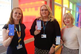 Kath Tarn, head of outpatients and place based care, with outpatients booking team members Janet Fields and Angela Wild.
