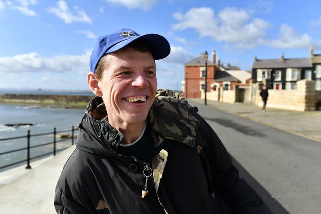 Great smile from David Morgan as he has his picture taken at the Croft Gardens, Headland.