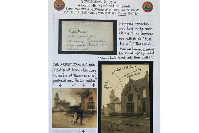 One of the postcards featured in the book details the damage shelling had done to the sender's house.