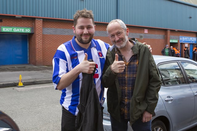 Pools supporters are in good spirits ahead of their League Two clash with Rochdale. (Credit: Mike Morese | MI New)