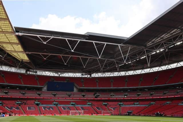 The National League play-off final will be held at Wembley Stadium in 2024 (Photo by ADRIAN DENNIS/AFP via Getty Images)
