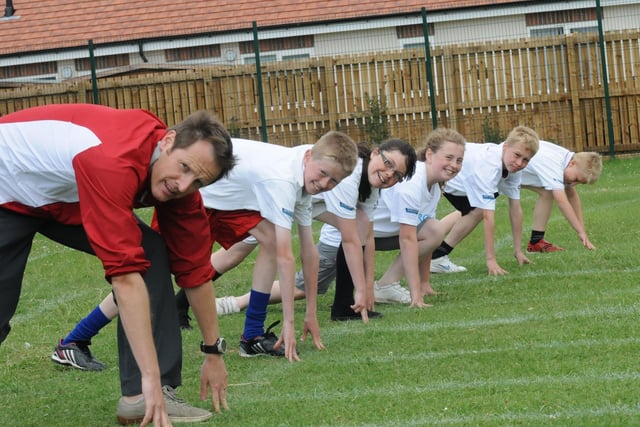 Assistant head David Turner joins in the 2010 sports day.