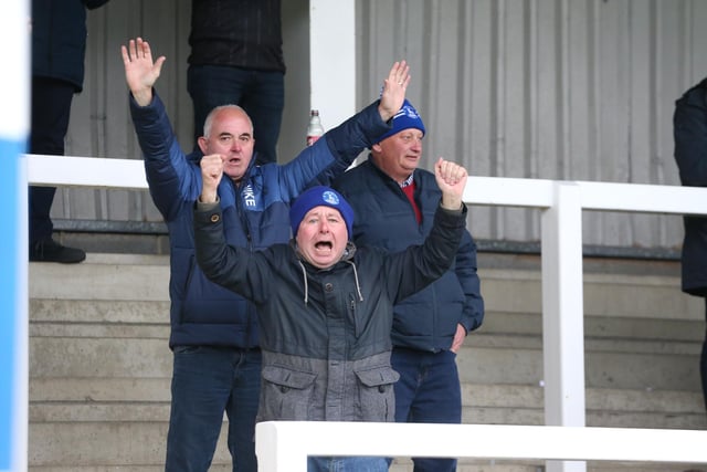 Hartlepool United fans show their support against Barrow. (Photo: Mark Fletcher | MI News)