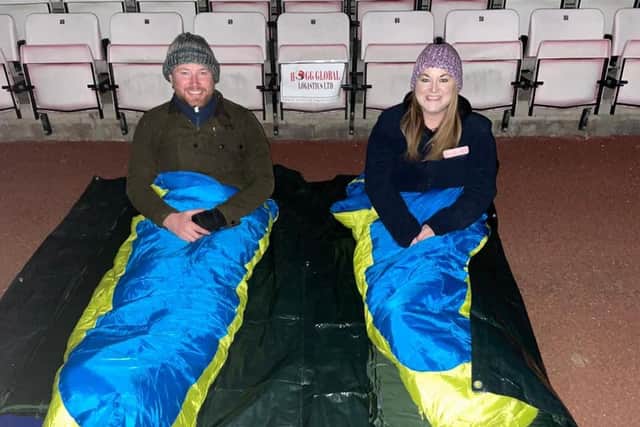 Kevin and Lyndsay raise over £1,800 for charity at the sleepout.
