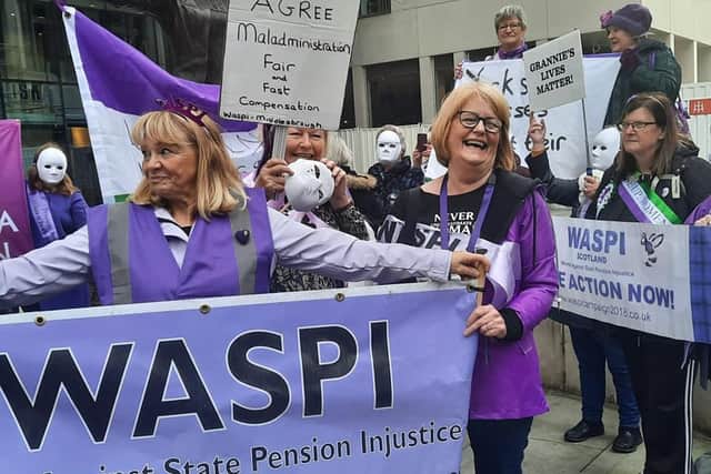 Members of the Hartlepool WASPI Supporters Group demonstrating in Manchester.