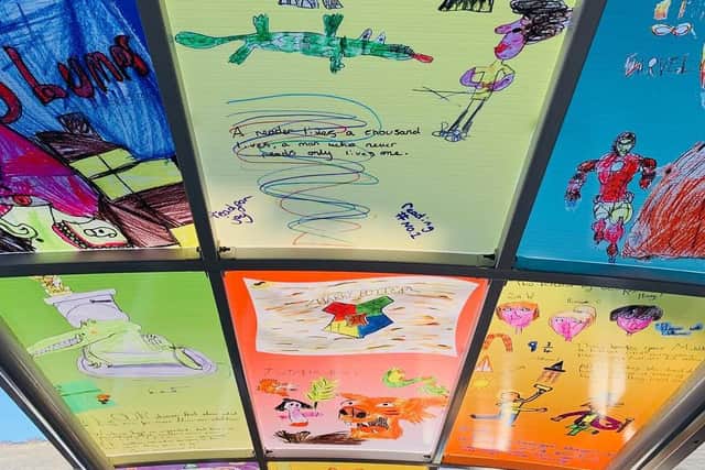 A BloomInArt project which involved a whole school vinyl designs and fabric prints competition at Eldon Grove.