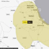 A graphic from the Met Office shows the area covered by the yellow rain warning.