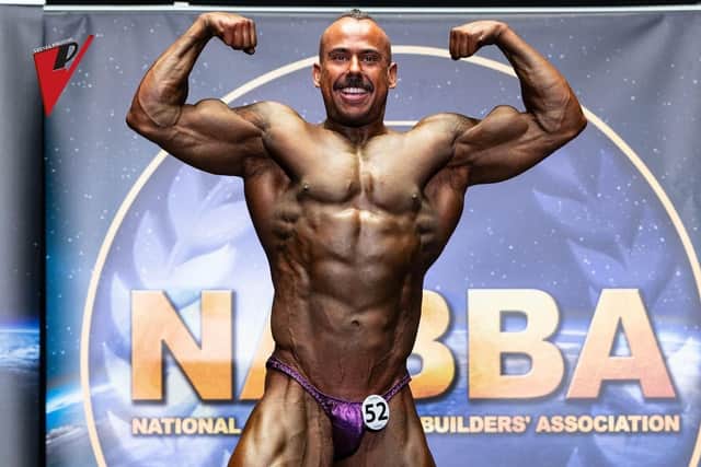 Adam has been training with weights six times a week in preparation for the competition.