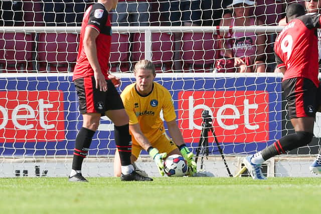 Hartlepool United goalkeeper Ben Killip made some big saves but will be disappointed with his part in Northampton Town's winner. (Credit: John Cripps | MI News)
