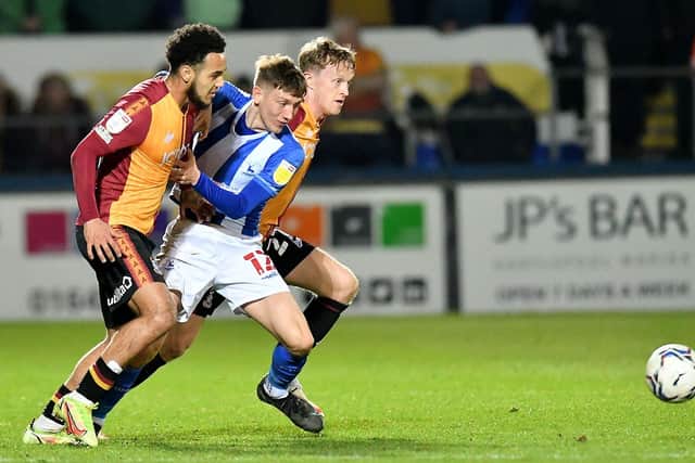Joe Grey in action for Hartlepool United against Bradford City at the Suit Direct Stadium. Picture by FRANK REID