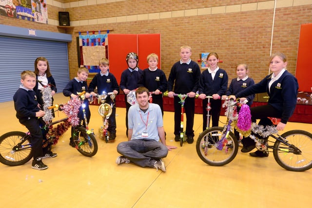 Sam Laing, from the cycling charity Sustrans, was pictured with pupils from Ryhope Junior School who won a competition to 'bling their bikes' as part of Be Safe and Seen in 2013.