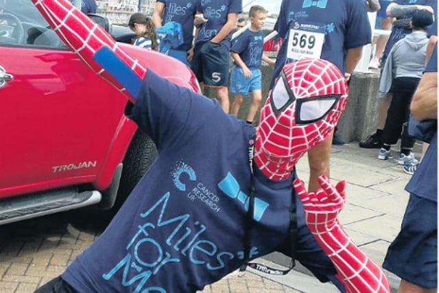 Callum Murphy netted a big boost for charity when he ran the Miles for Men course in 2013 dressed as a superhero.
The 17-year-old from Hartlepool ran all the way in a Spiderman costume which was supplied by his own business called Little Stars Party Characters.