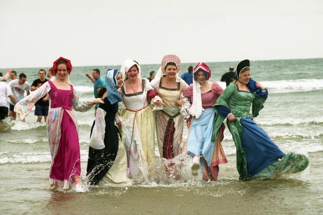 Sunderland's Boxing Day Dip raises laughs and funds for good causes. Pictured, from left, in 1998 are  Charlotte Phillips, Victoria Gettins, Catherine Morrow, Lauren Flaxen, Gemma Smiles and Bethany Rivers.
