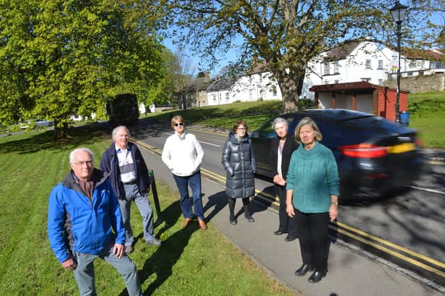 Pictured in Elwick are, front, from left, Greatham Parish Council chair Brian Walker and Elwick Parish Council chair Hilary Thompson. Back, from left, fellow campaigners Keith Park, Minna Ireland, Lyn Noble and Barbara Irving.
