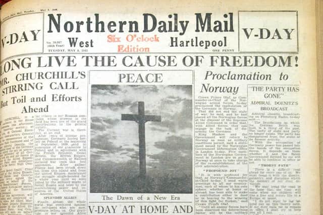 Long Live The Cause Of Freedom - how the Northern Daily Mail reported that war was over in Europe.