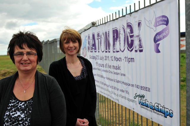 Rosie Hornsey, right, and Janice Forbes from Alice House Hospice were getting musical in 2011 when they promoted Seaton Rock, based at Hornsey's. Remember it?