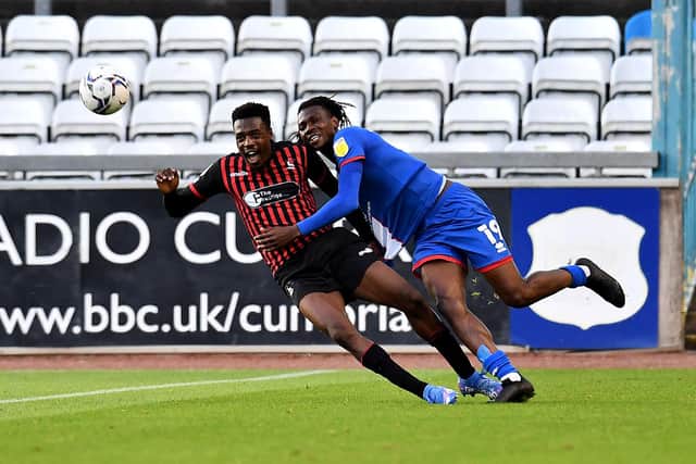 Timi Odusina has enjoyed a successful run in the Hartlepool United starting line-up under Graeme Lee. Picture by FRANK REID.