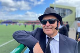 Hartlepool United legend Jeff Stelling dressed as a Blues Brothers character ahead of the Pools clash at Dorking Wanderers on April 20.