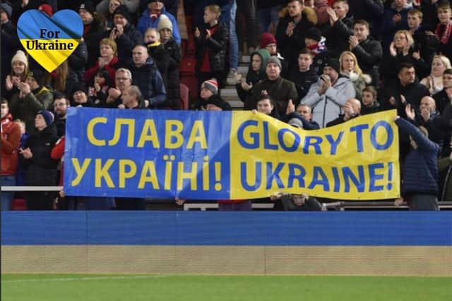 Middlesbrough fans show support for Ukraine