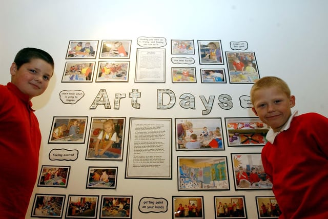 Can you identify the young artists in the art gallery 19 years ago?