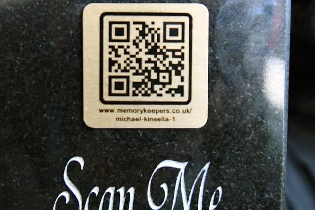 An example of one of the QR memorial codes by Graveside Memorials. Picture by FRANK REID