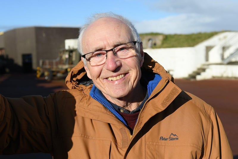 Dennis Woodhall smiles for the camera during his visit to the Heugh Battery Museum.