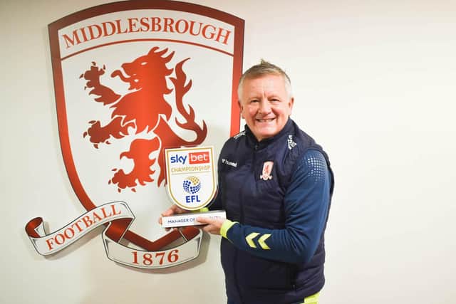 Chris Wilder with his award.