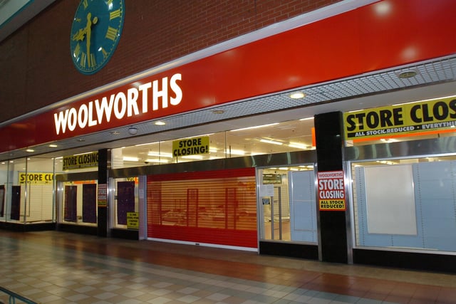 Woolworths was pictured in 2009 with closing down posters prominent in the window.