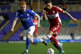 Birmingham City's Ryan Woods (left) and Middlesbrough's Marcus Tavernier battle for the ball. PA picture.