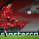 Liverpool defender Rhys Williams during a UEFA Champions League match.
