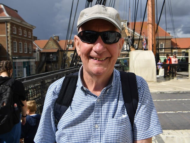 George Kennedy enjoys himself on the Marina.