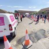 A mobile Covid vaccine clinic in the car park at St Aidan's Church, in Hartlepool, earlier this summer. Picture by FRANK REID