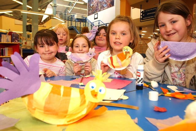Kids get crafty in Central Library as they make Easter chicks in 2006.
